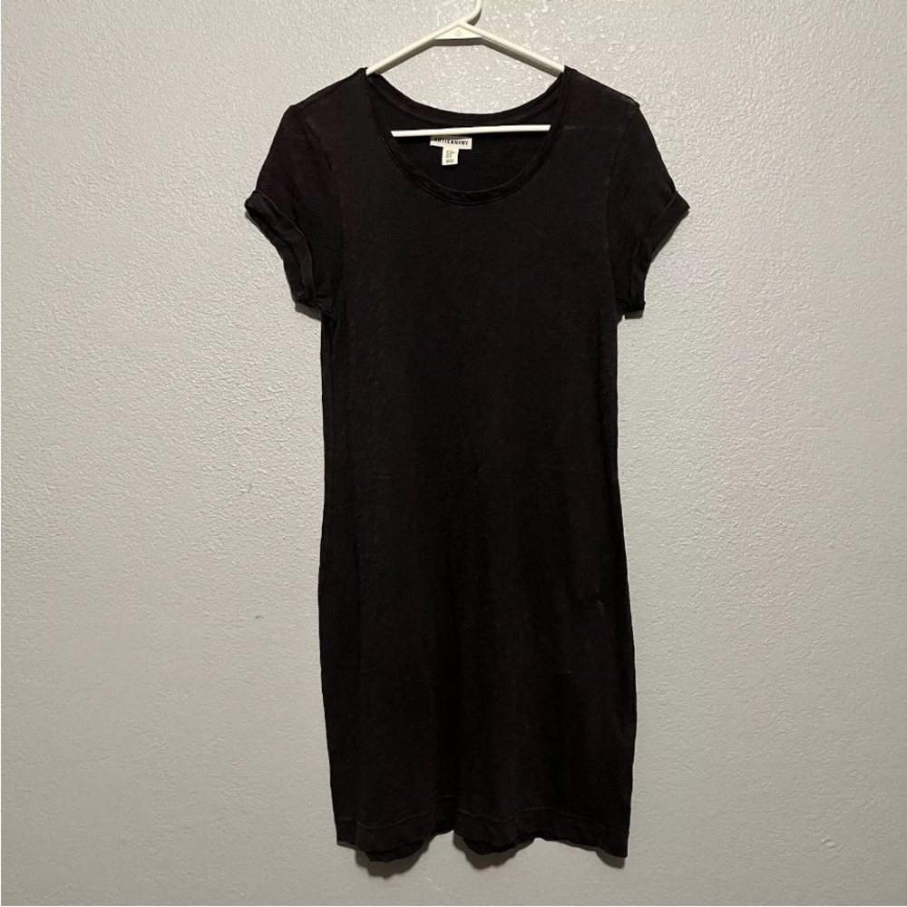 artisan ny charcoal gray rolled tab short sleeve t shirt dress size medium